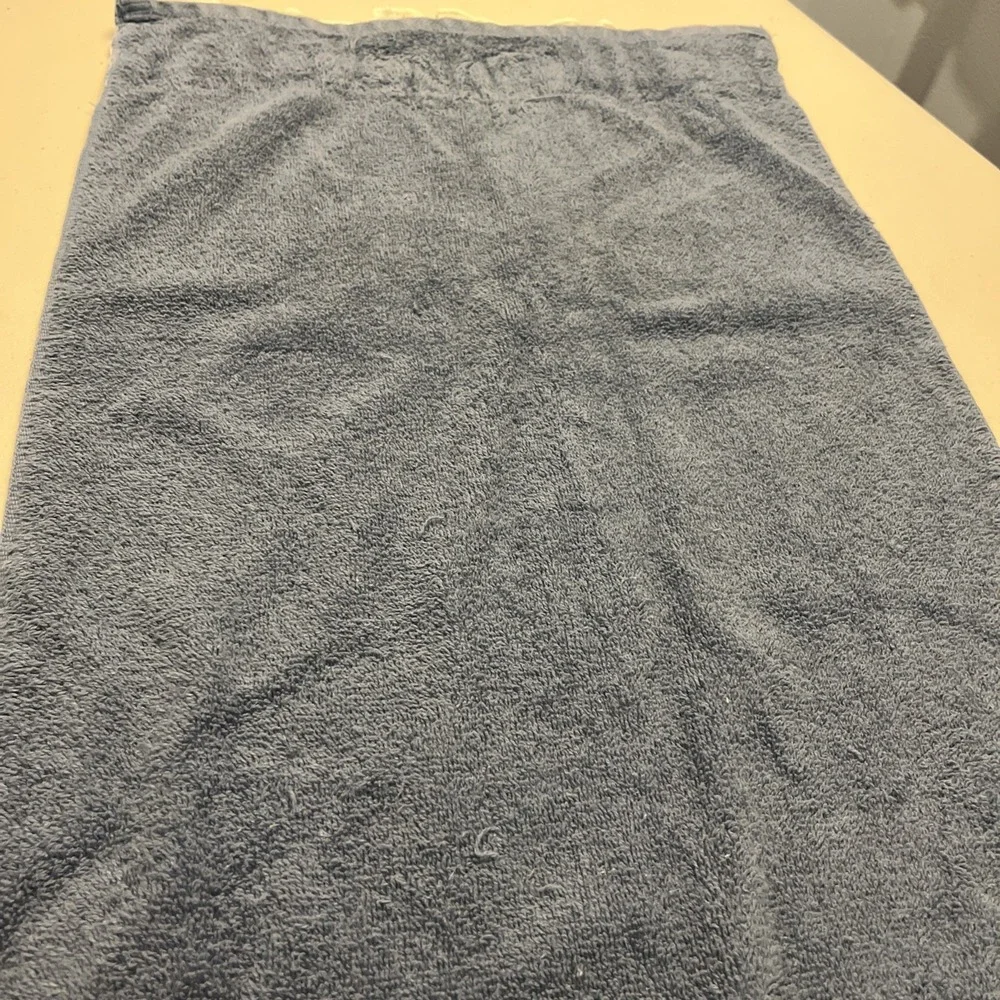 Vintage Hand Towel‎ Elizabeth Gray JC Penney Denim Blue Ivory Lace Satin Bow